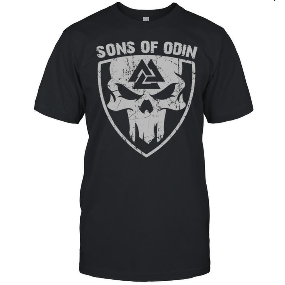 Skull Valhalla Sons Of Odin Viking Graphic T-Shirt